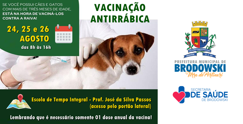 Vacinação antirrábica acontece em Brumadinho no mês de agosto